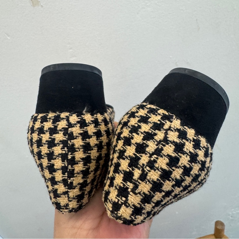 Vintage Galo Houndstooth Block Heel Pumps sz US8 EU38½ cream black tweed leather - Picture 6 of 10